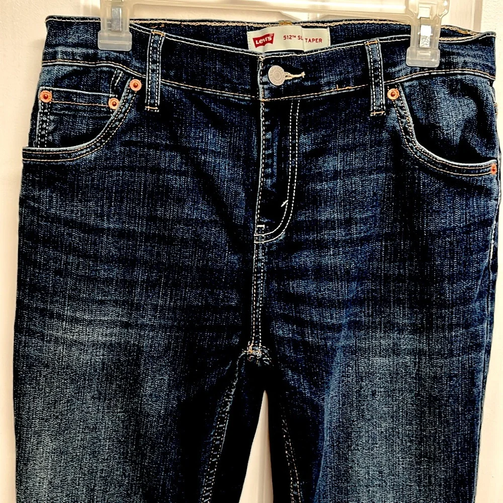 Levi’s 512 Dark Blue 5 Pocket Mid Rise Slim Taper Jeans Teen Size 20